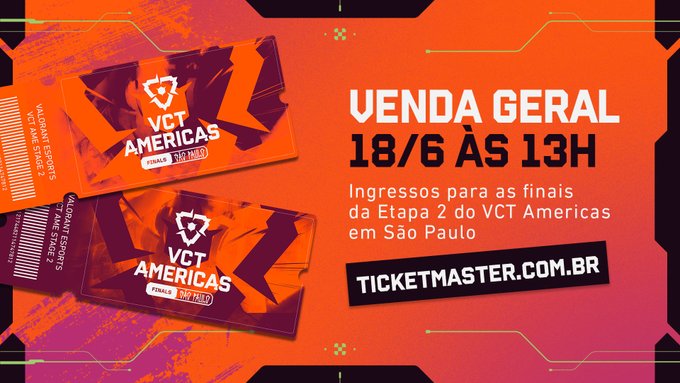 Arte promocional oficial anunciando as datas e ingressos do VCT Americas em São Paulo.