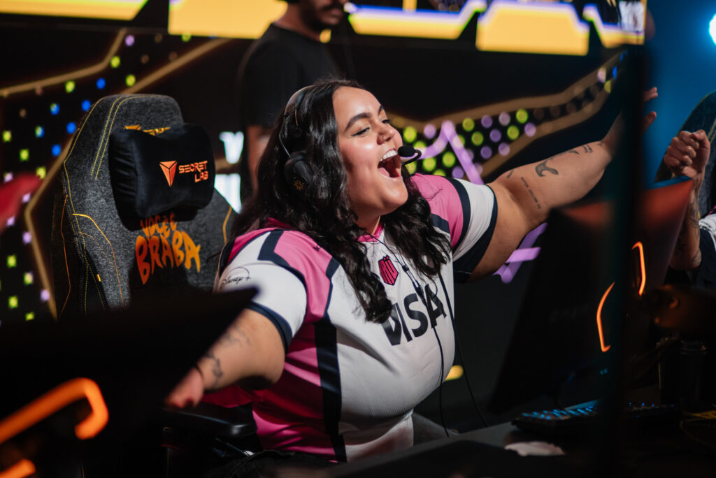 Antônia “antG” Garcia durante o Game Changers Championship 2026 em São Paulo.